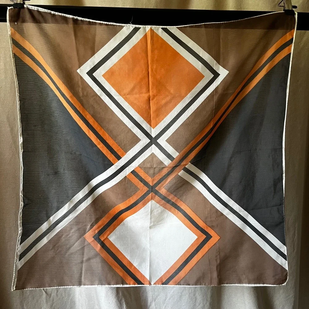 Vintage Mod Geometric Scarf Lot of 5 Silk‎ & Sheer Scarves 1970s